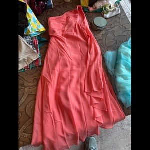One shoulder formal dress (peach)